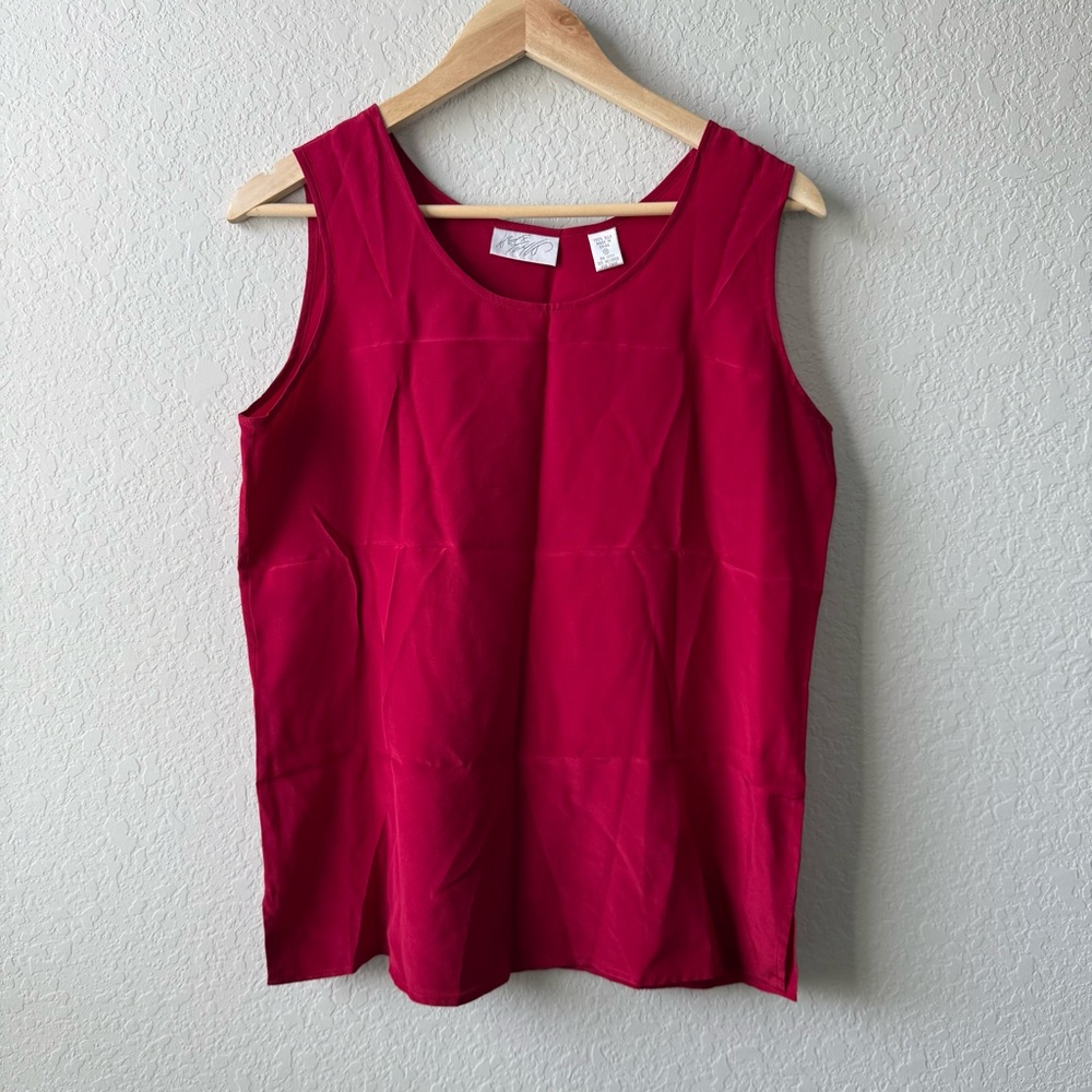 Vintage Lord & Taylor Bold Red 100% Silk Tank Top